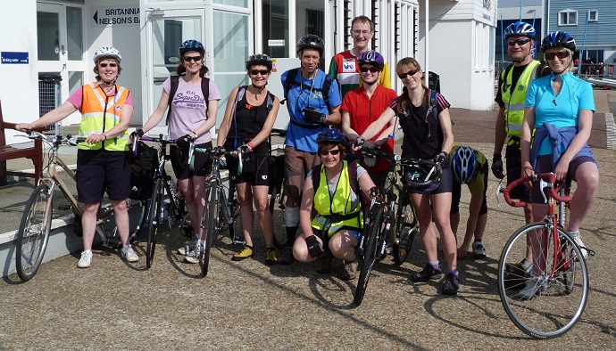 Participants in the 2013 cycle challenge about to set off